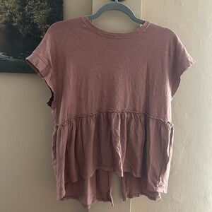 American Eagle Mauve Ruffle Hem Top, size s